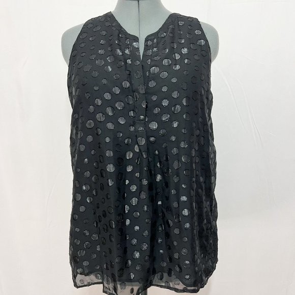 Adrienne Vittadini NWOT Sz XL Split Neck Swing Shimmery Overlay Sleeveless Top - Picture 3 of 8